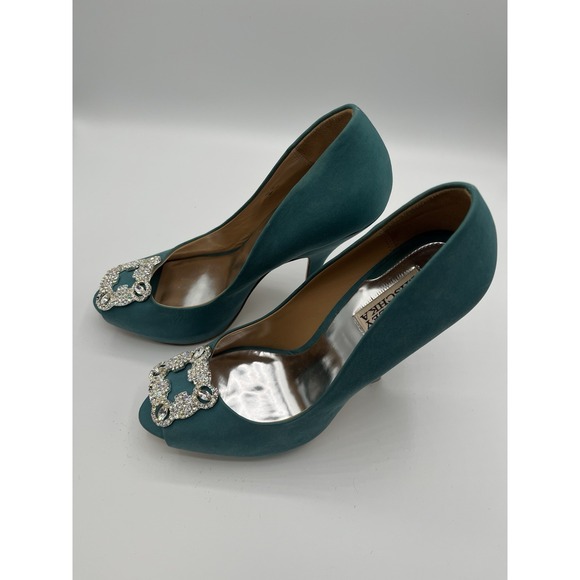 Bagley Mischka Jade Jeweled High Heeled Shoes - Picture 3 of 8